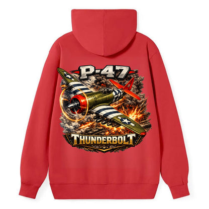P 47 Thunderbolt - Classic Pullover Hoodie - Red