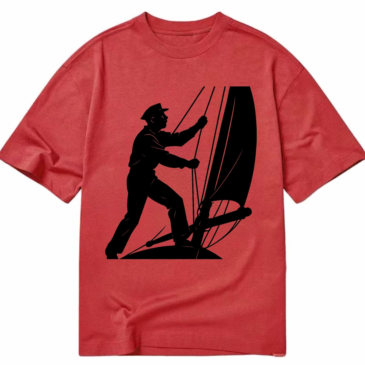 Sailor adjusting the boom on a sailboat - Classic T-shirt - Red