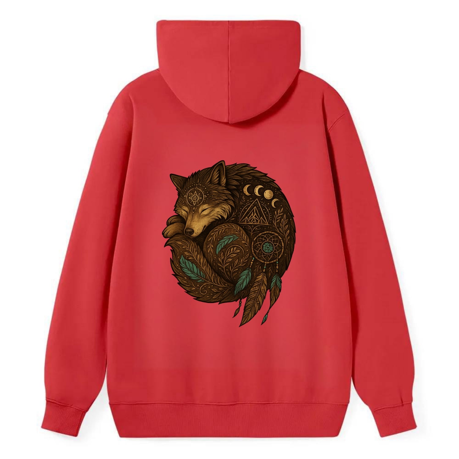 Sleeping Wolf Peace  - Classic Pullover Hoodie - Red