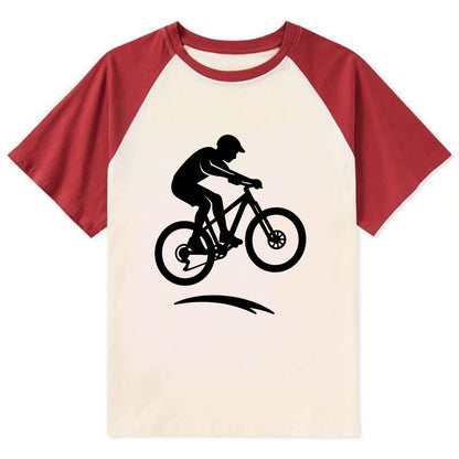 Mountain biker catching air - Contrast Raglan T-shirt - Red