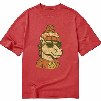 Norman Sooner Horse wearing Oklahoma bea - Classic T-shirt - Red