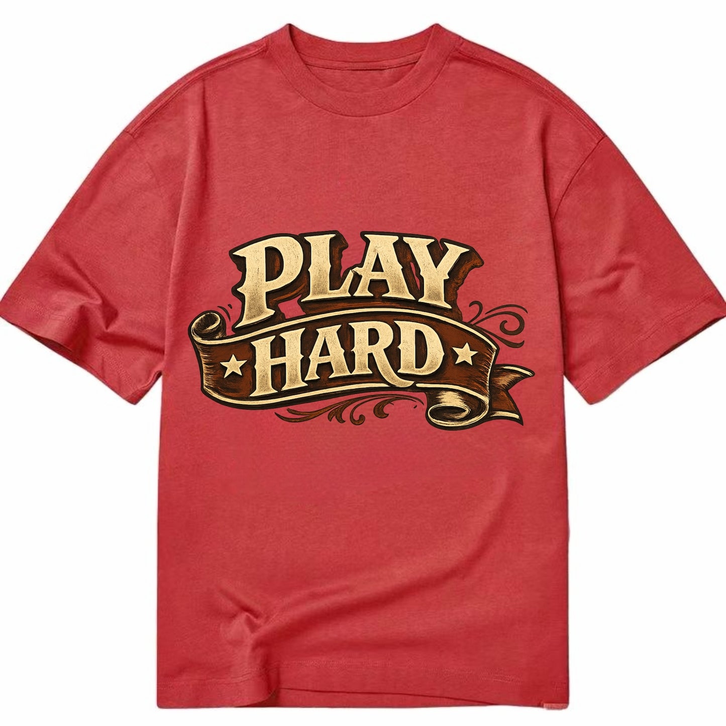 Bold typography design - "PLAY HARD" - giving your all, full effort - Classic T-shirt - Red