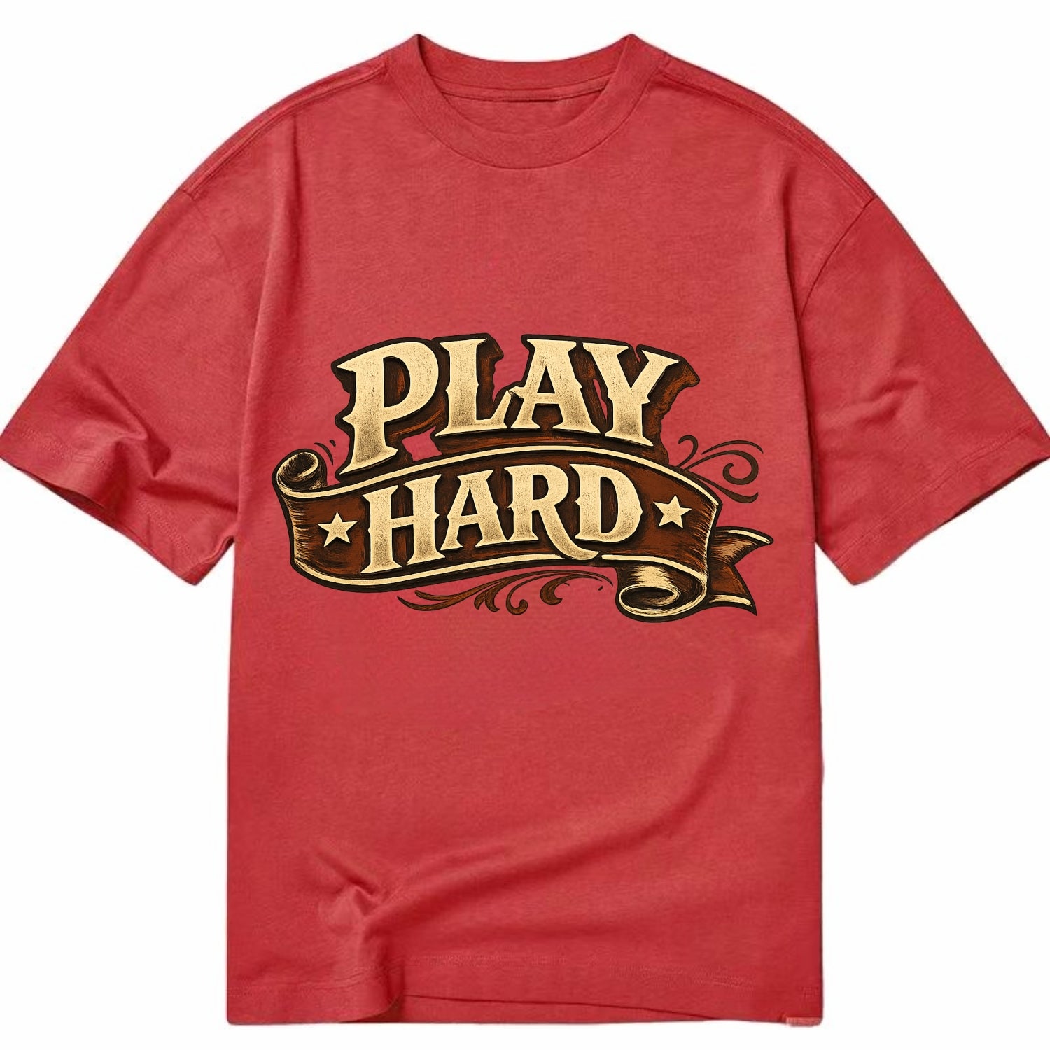 Bold typography design - "PLAY HARD" - giving your all, full effort - Classic T-shirt - Red
