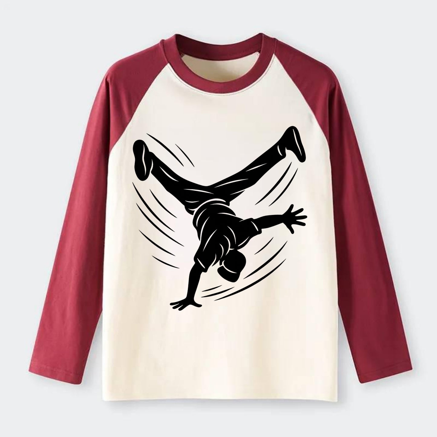 Breakdancer windmill move - Raglan Long Sleeve T-Shirt - Red