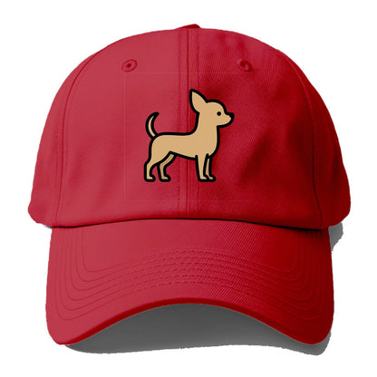 Chihuahua - Tan smooth coat flat side profile - Baseball Cap - Red