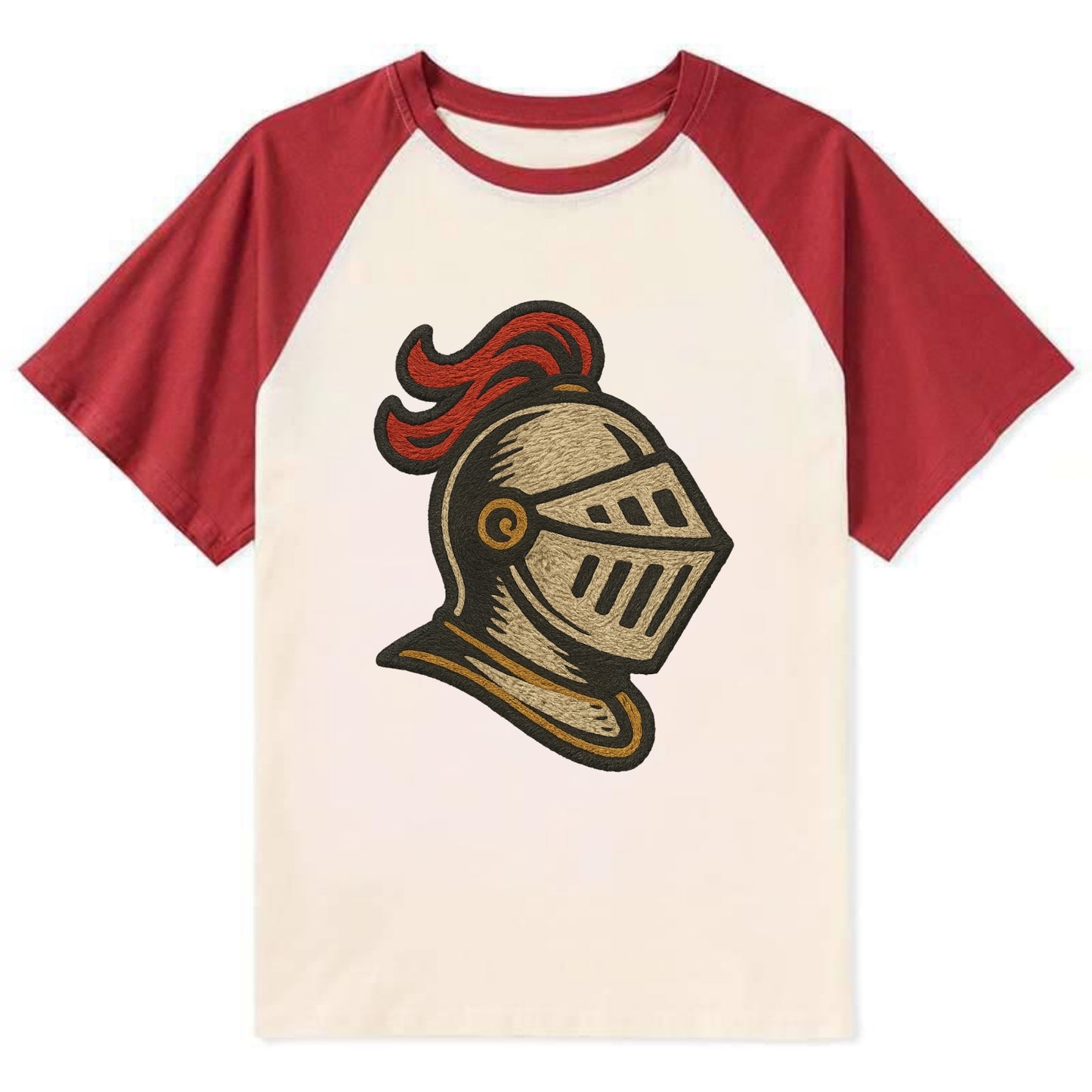 Knight Helmet  - Contrast Raglan T-shirt - Red