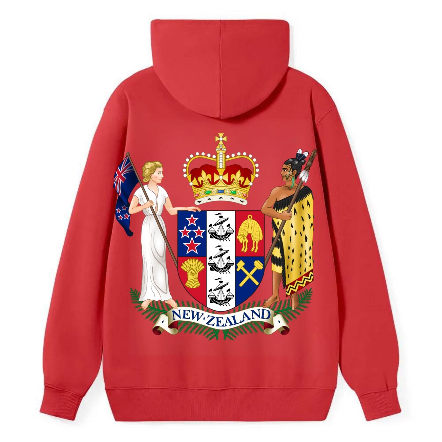 Coat Of Arms Of New Zealand - Classic Pullover Hoodie - Red