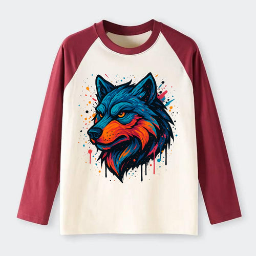 Velvet Wolf Royal  - Raglan Long Sleeve T-Shirt