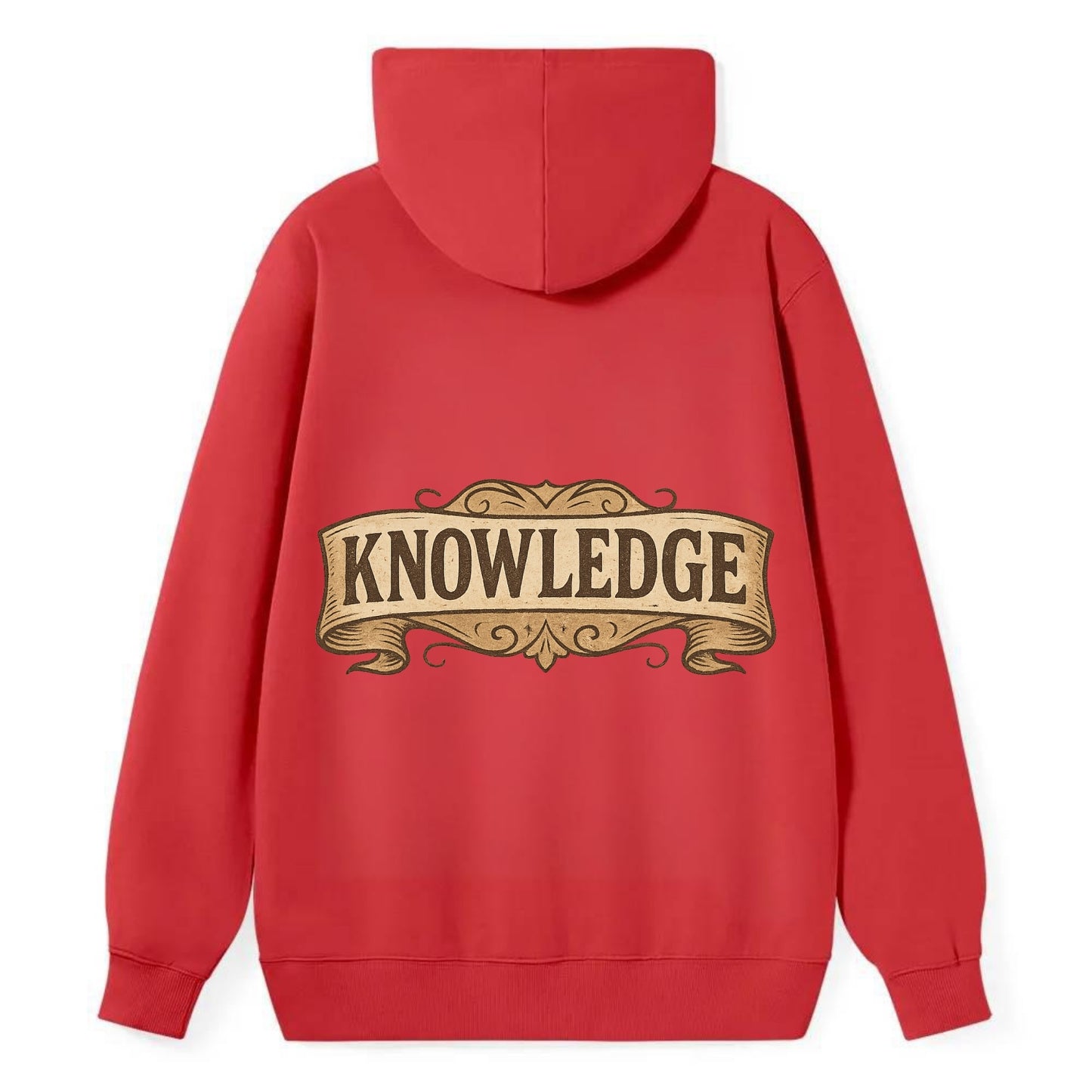 Bold typography design - "KNOWLEDGE" - learning, understanding - Classic Pullover Hoodie - Red