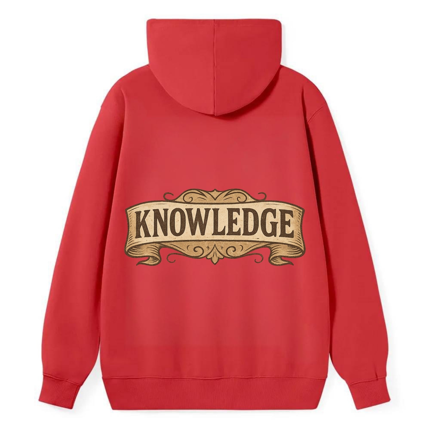 Bold typography design - "KNOWLEDGE" - learning, understanding - Classic Pullover Hoodie - Red