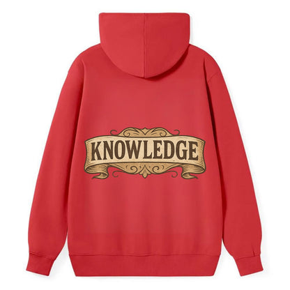 Bold typography design - "KNOWLEDGE" - learning, understanding - Classic Pullover Hoodie - Red