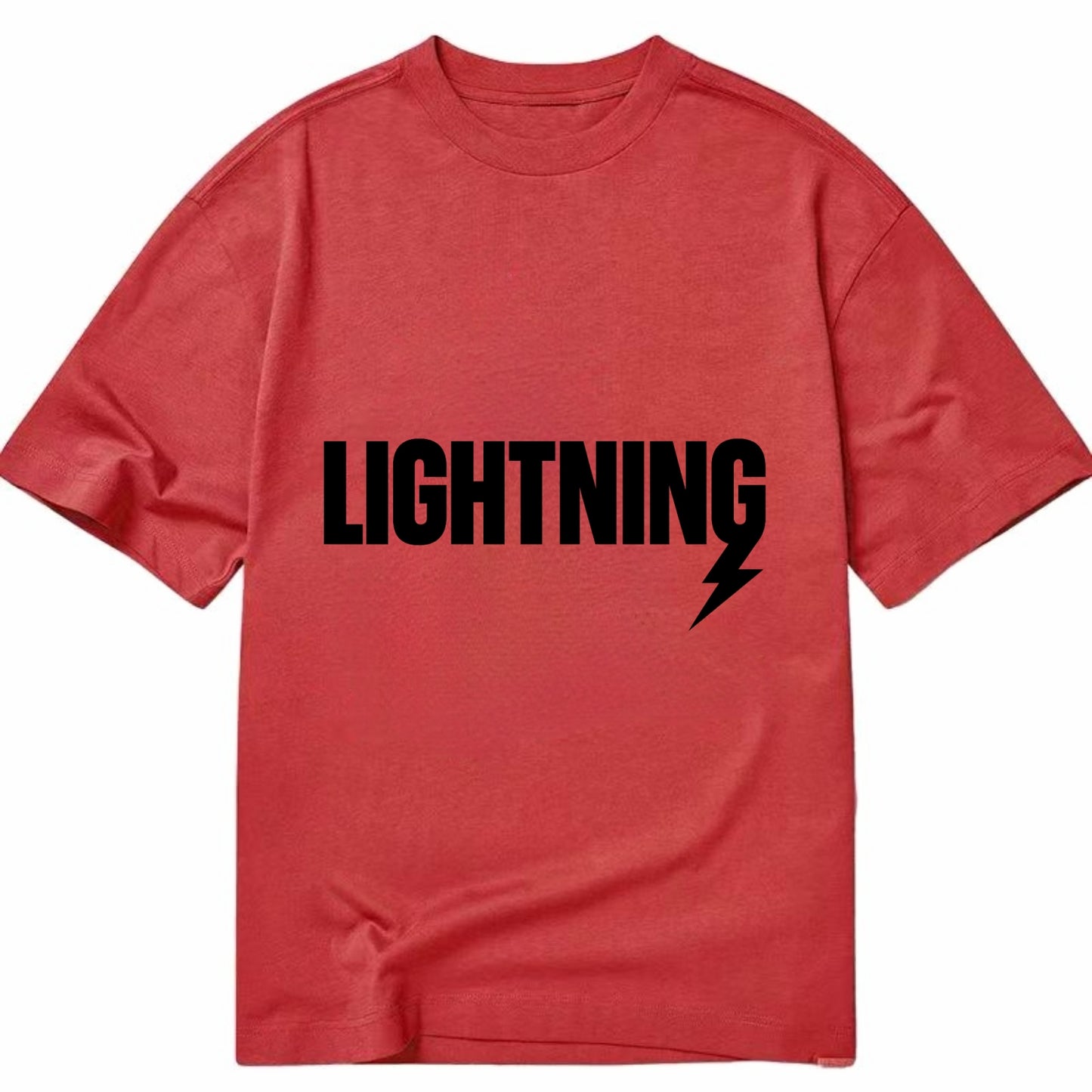 Bold typography design - "LIGHTNING" - fast, electric, striking - Classic T-shirt - Red