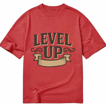 Bold typography design - "LEVEL UP" - improving, advancing, growing - Classic T-shirt - Red