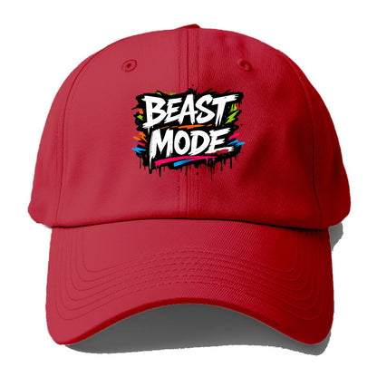 Bold typography design - "BEAST MODE" - intense workout, maximum effort - Baseball Cap - Red