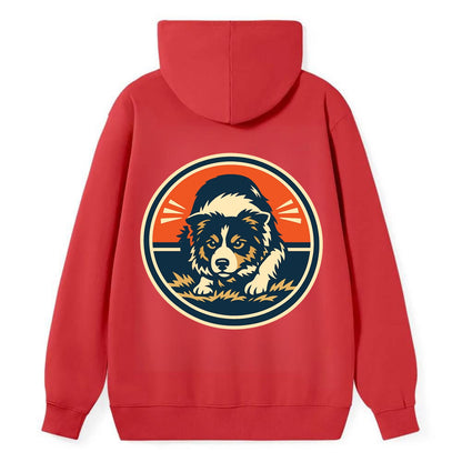 Focused Border Collie Emblem - Classic Pullover Hoodie - Red