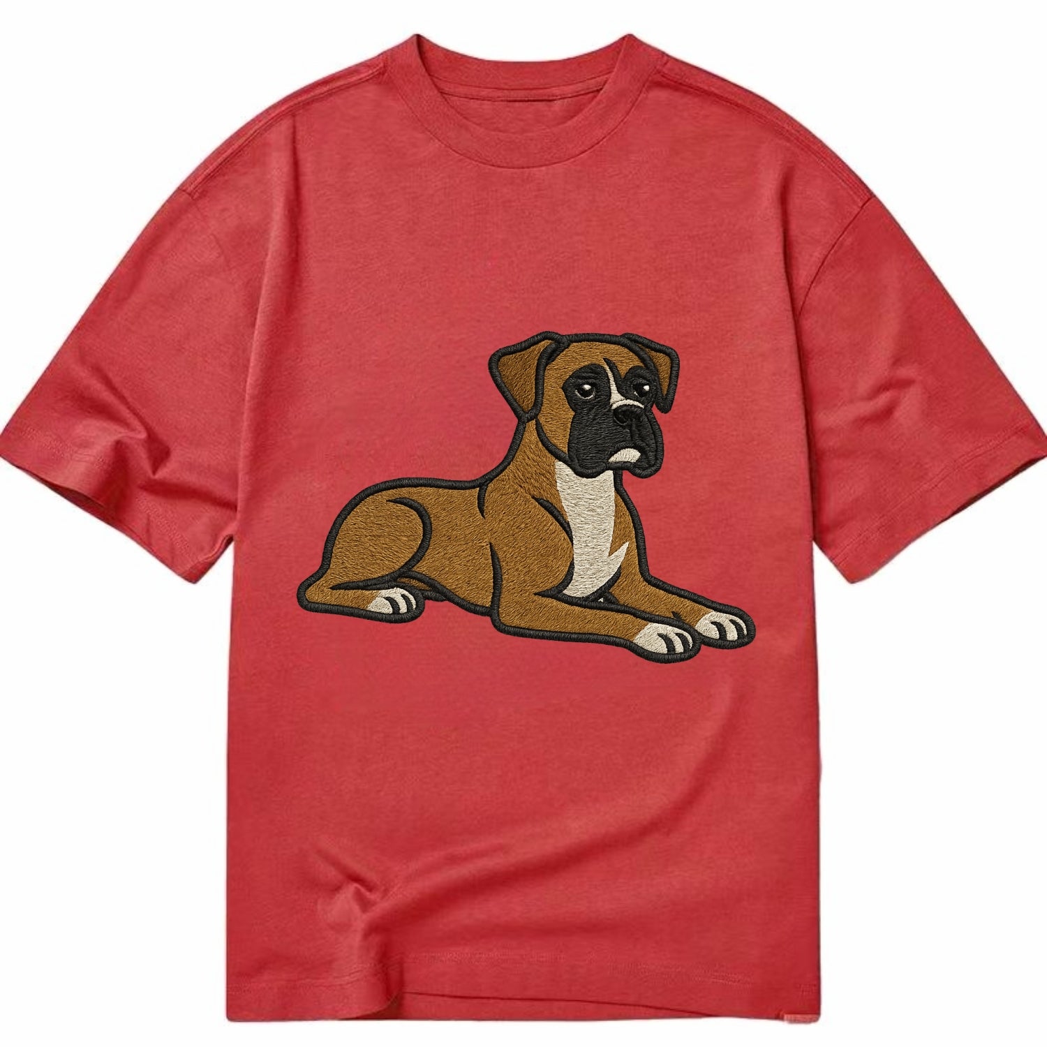 Boxer - Fawn colored relaxed lying down Classic T-shirt - Red
