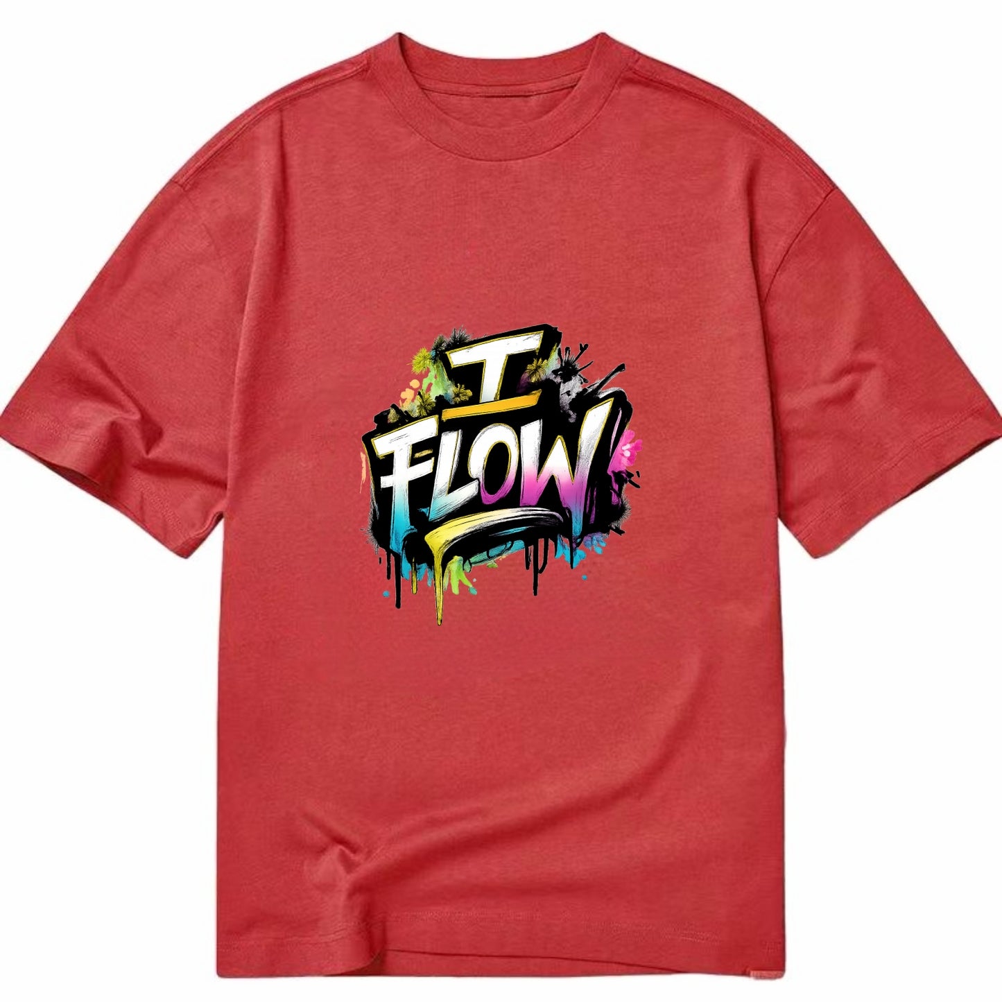 Bold typography design - "I FLOW" - going with life, easy movement - Classic T-shirt - Red