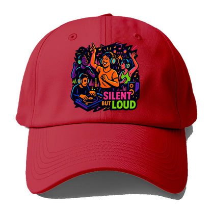 Silent disco dancers with glowing headphones - "Silent But Loud" - unique concert - Baseball Cap - Red
