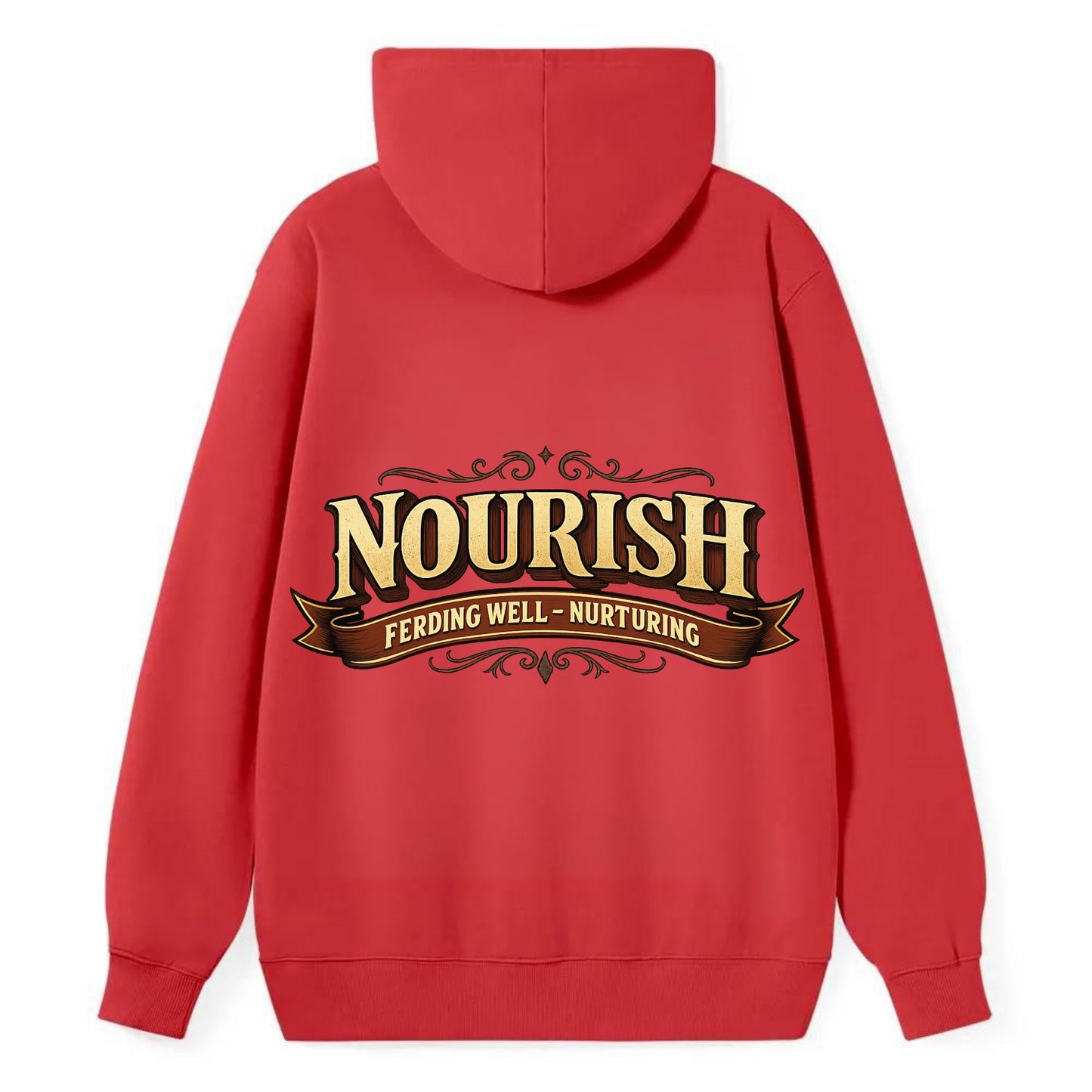 Bold typography design - "NOURISH" - feeding well, nurturing - Classic Pullover Hoodie - Red