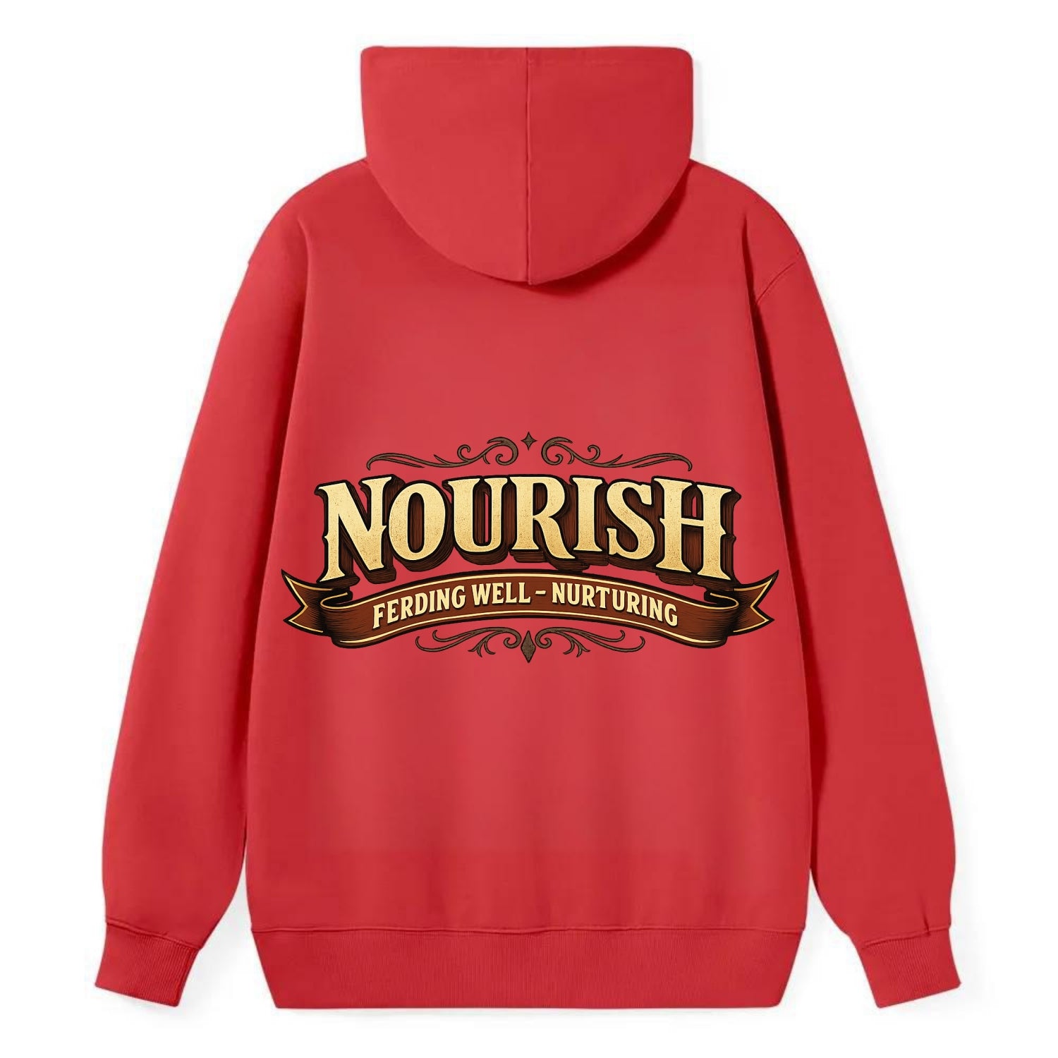 Bold typography design - "NOURISH" - feeding well, nurturing - Classic Pullover Hoodie - Red
