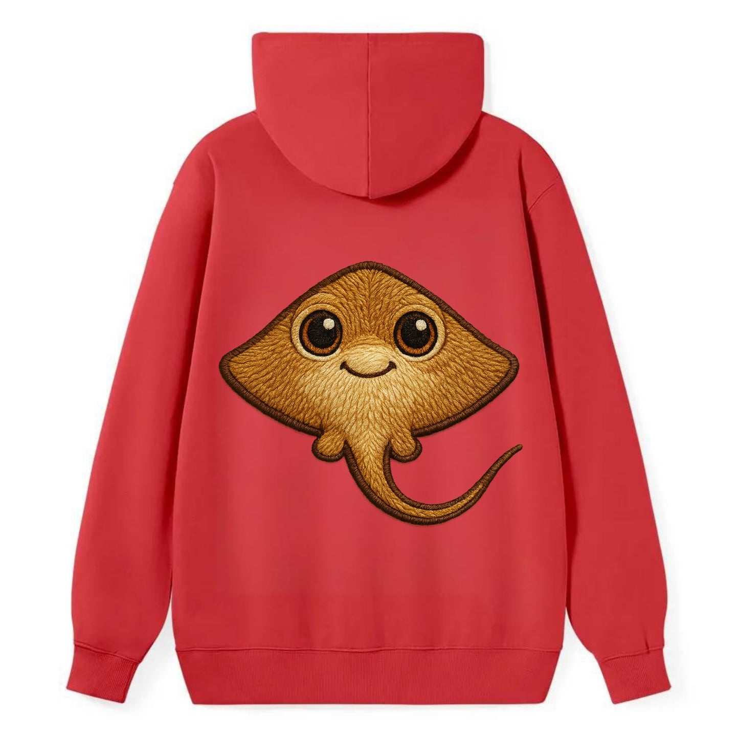 Baby Stingray - flat body, long tail, eyes on top, front-facing, friendly - Classic Pullover Hoodie - Red