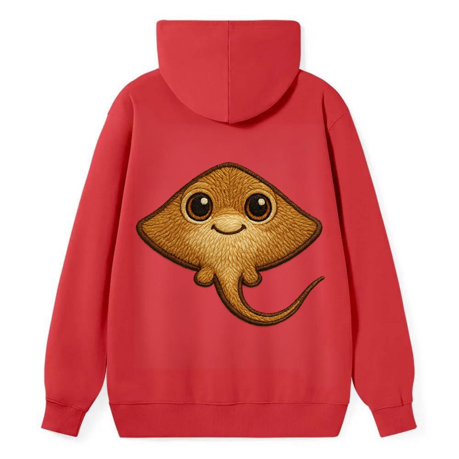 Baby Stingray - flat body, long tail, eyes on top, front-facing, friendly - Classic Pullover Hoodie - Red