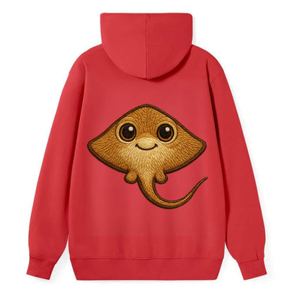 Baby Stingray - flat body, long tail, eyes on top, front-facing, friendly - Classic Pullover Hoodie - Red