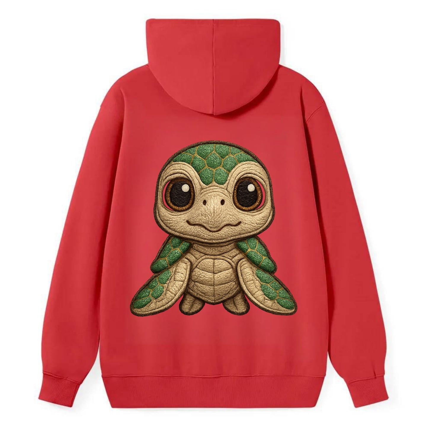 Baby Green Sea Turtle - emerald shell, large innocent brown eyes, tiny - Classic Pullover Hoodie - Red