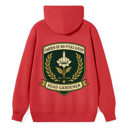 Shield with middle finger flower - "Garden of No F*cks Given - Head - Classic Pullover Hoodie - Red