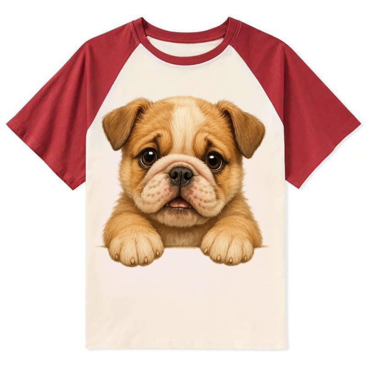 Bulldog  - Contrast Raglan T-shirt - Red