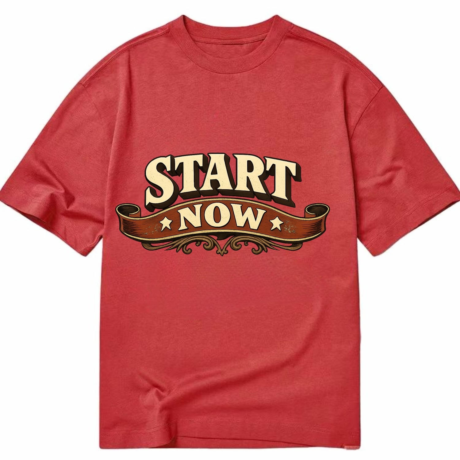 Bold typography design - "START NOW" - begin immediately, no delay - Classic T-shirt - Red