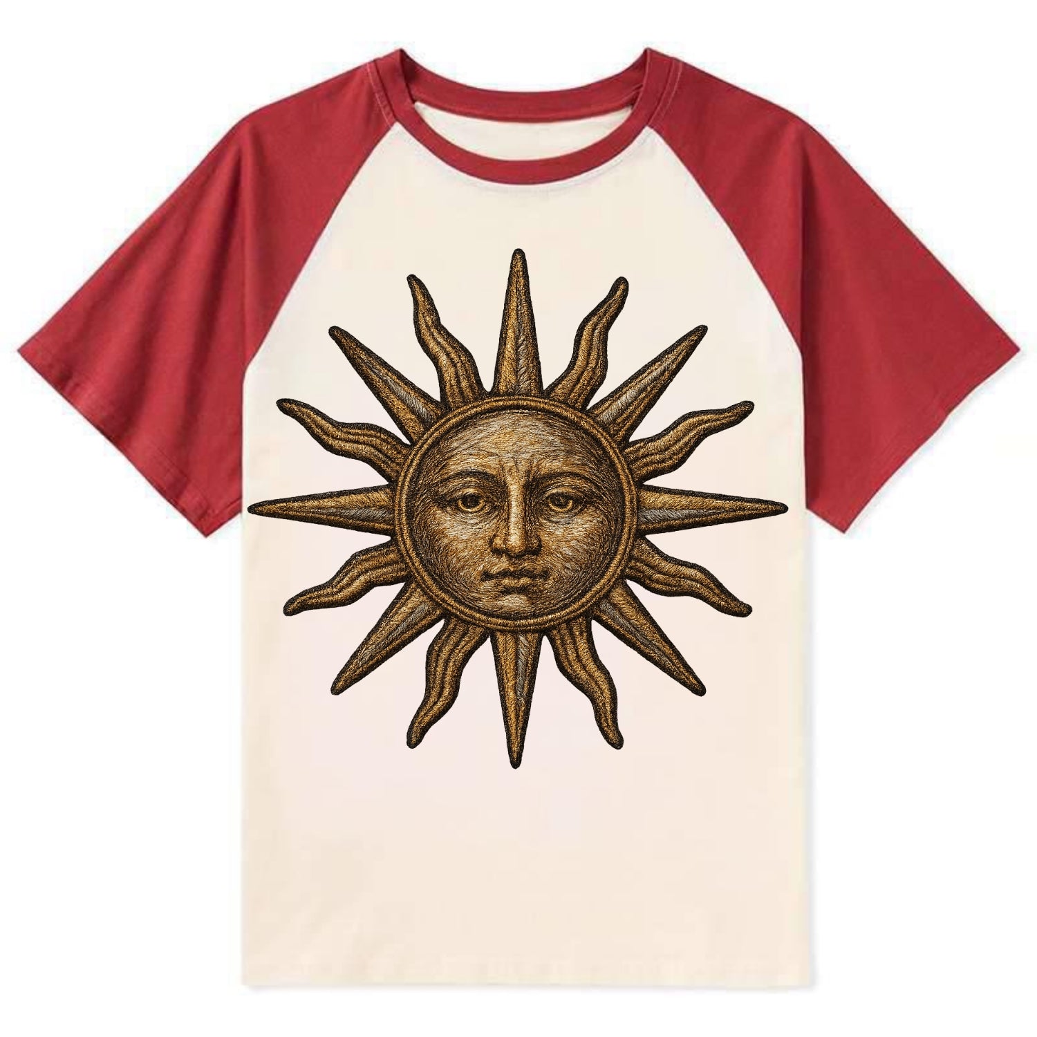 Sun Rays  - Contrast Raglan T-shirt - Red