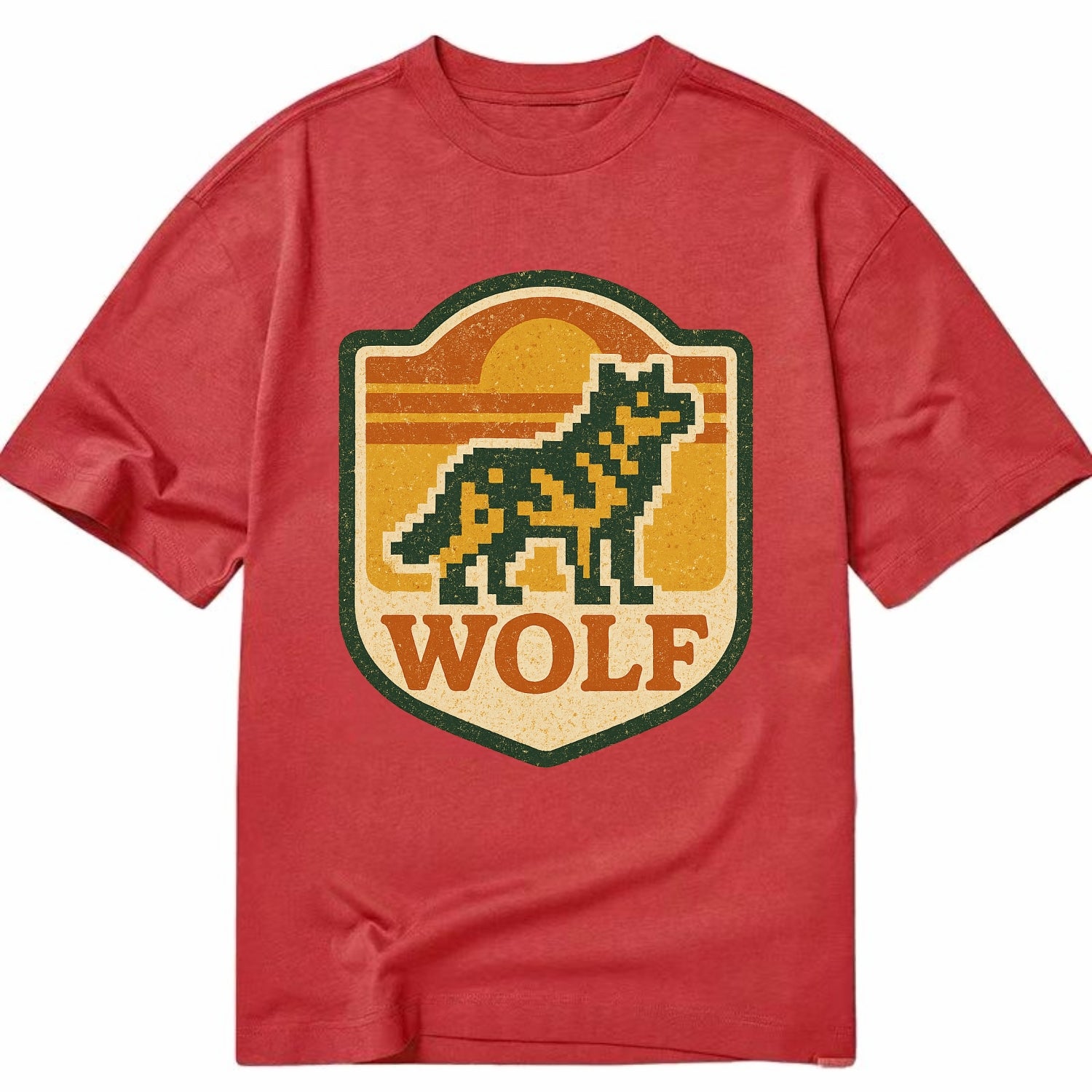 Digital Pixel Wolf  - Classic T-shirt - Red