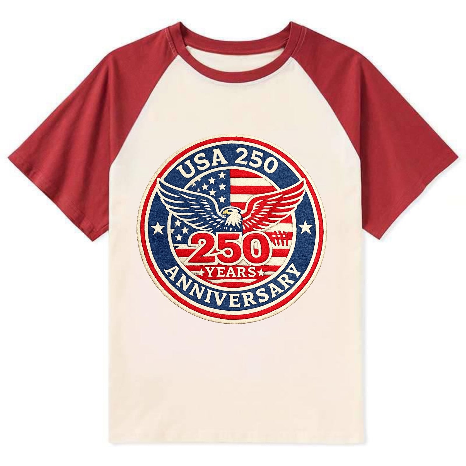 Usa 250th Anniversary Eagle - Contrast Raglan T-shirt - Red