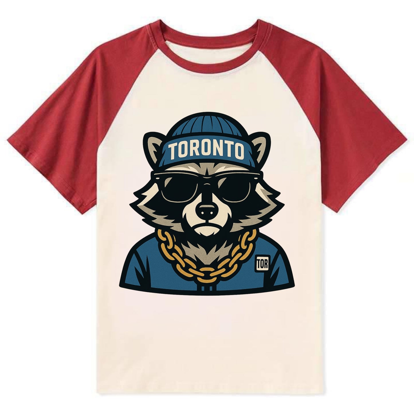 Toronto Raccoon - Contrast Raglan T-shirt - Red