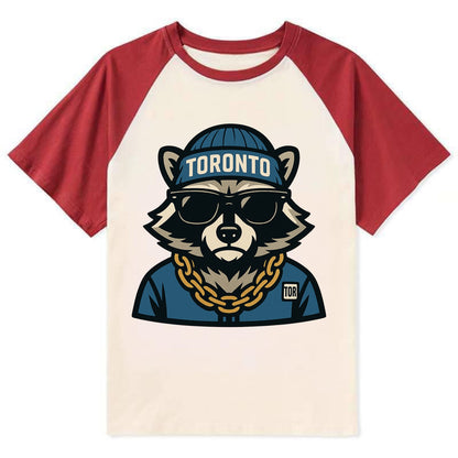 Toronto Raccoon - Contrast Raglan T-shirt - Red