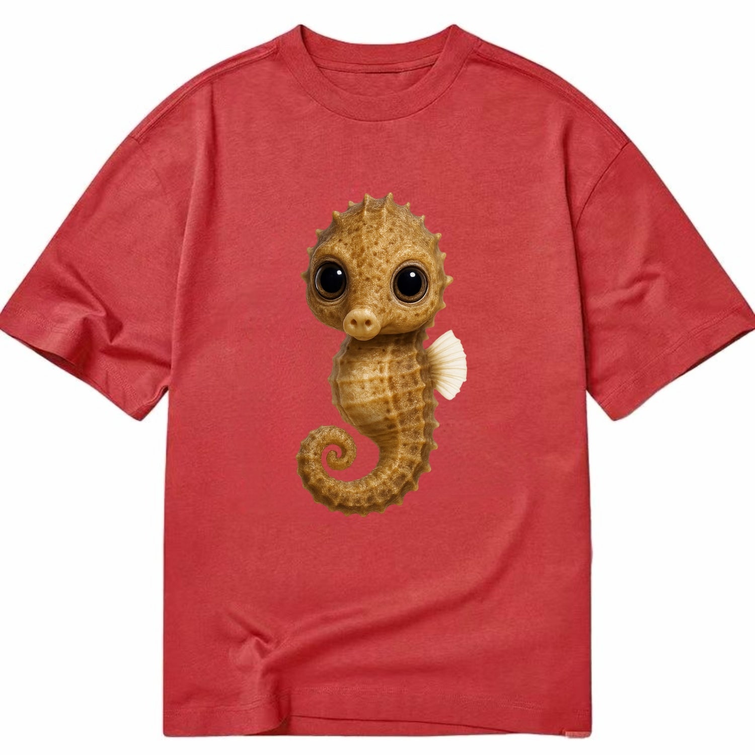 Baby Seahorse - curled tail, snout, large eyes, front-facing, delicate and cute - Classic T-shirt - Red