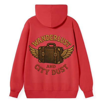 Wanderlust And City Dust  - Classic Pullover Hoodie - Red