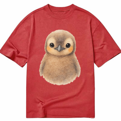 Baby King Penguin - orange cheek patches, fluffy brown, large eyes, front-facing, - Classic T-shirt - Red
