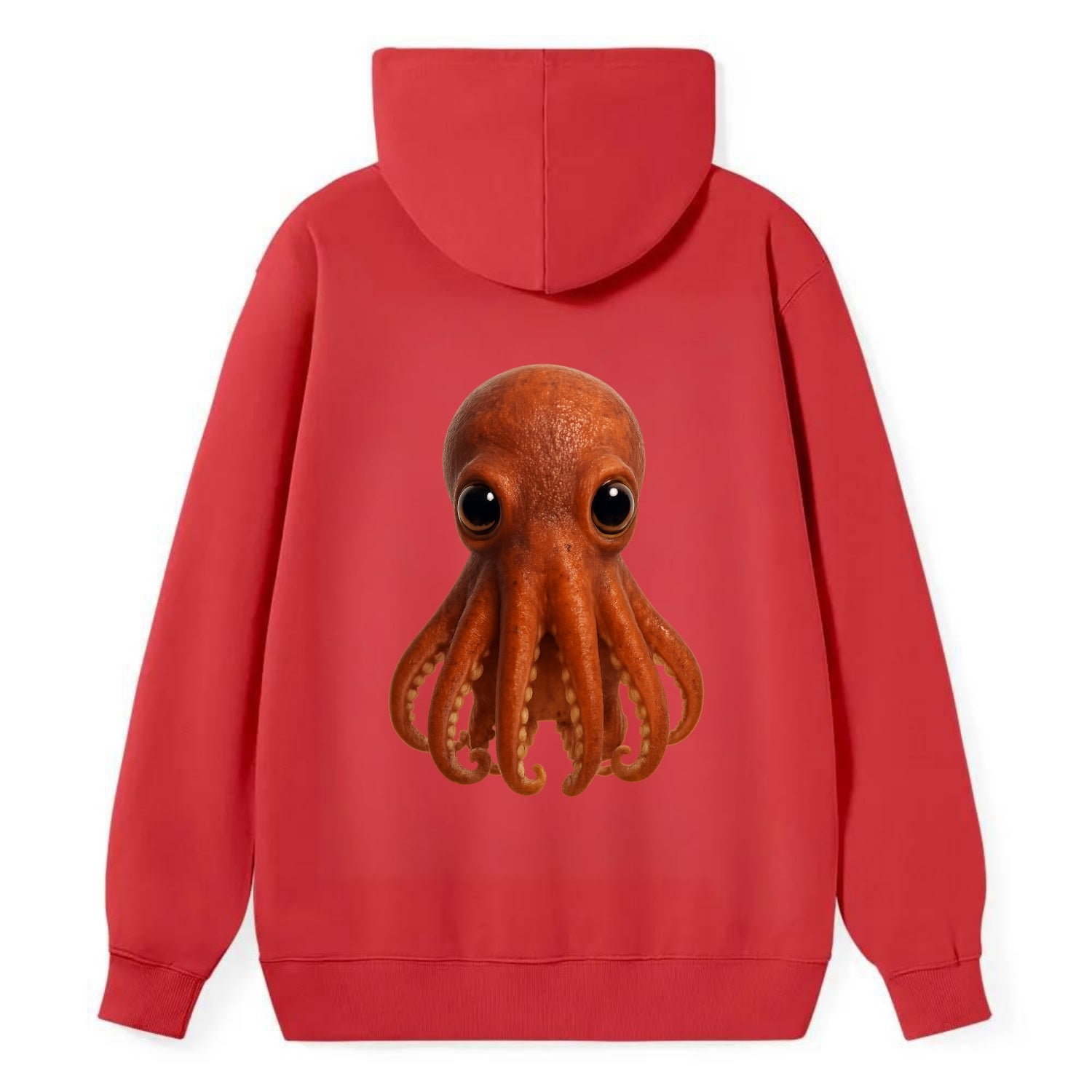 Baby Giant Pacific Octopus - reddish, smaller tentacles, expressive eyes, - Classic Pullover Hoodie - Red