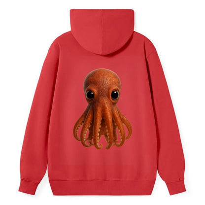Baby Giant Pacific Octopus - reddish, smaller tentacles, expressive eyes, - Classic Pullover Hoodie - Red