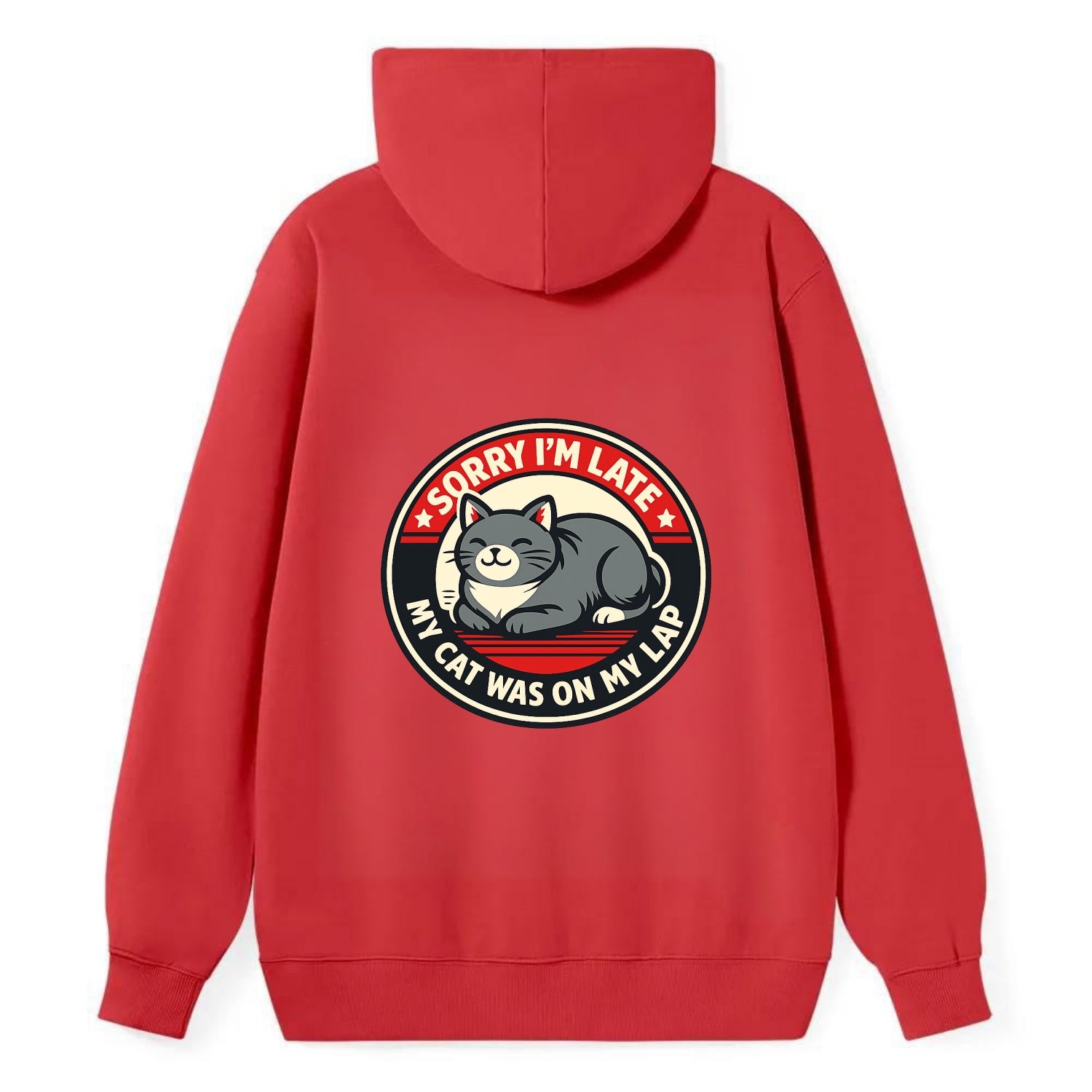 Charming Cat Loaf Excuse Emblem - Classic Pullover Hoodie - Red