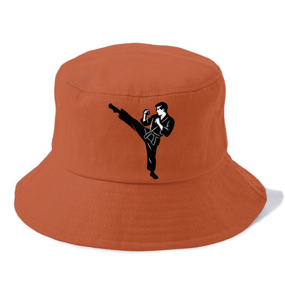 Martial artist performing a high kick - Bucket Hat - Red