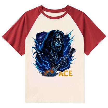 Cosmic Chrome Portrait - Contrast Raglan T-shirt - Red