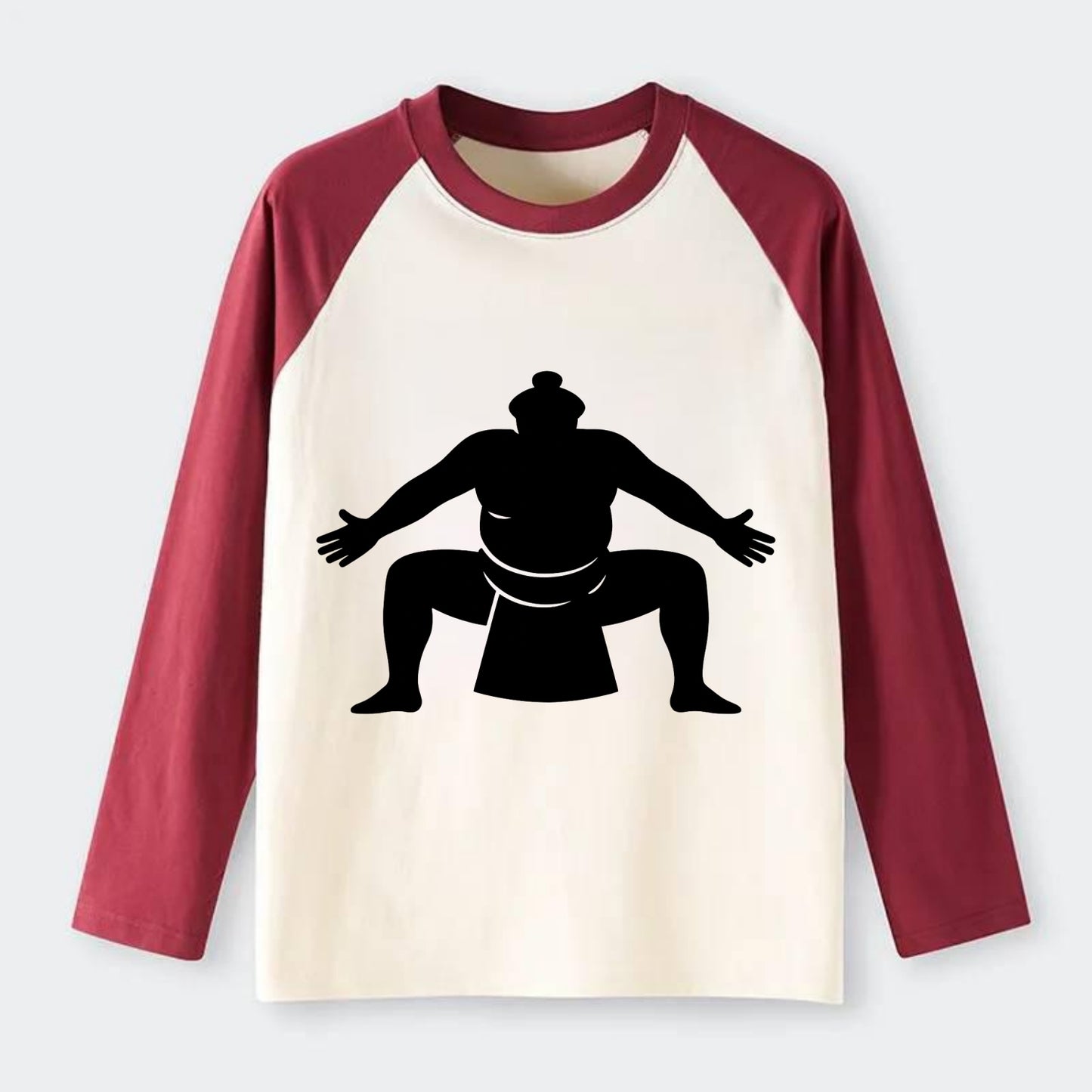 Japanese sumo wrestler ceremonial stance - Raglan Long Sleeve T-Shirt - Red