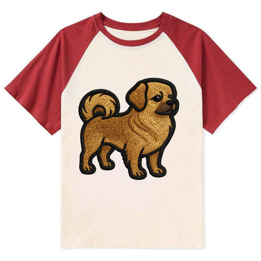 Tibetan Spaniel - Modern Tibetan breed d - Contrast Raglan T-shirt - Red