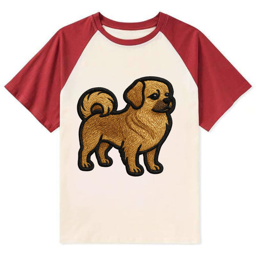 Tibetan Spaniel - Modern Tibetan breed d - Contrast Raglan T-shirt