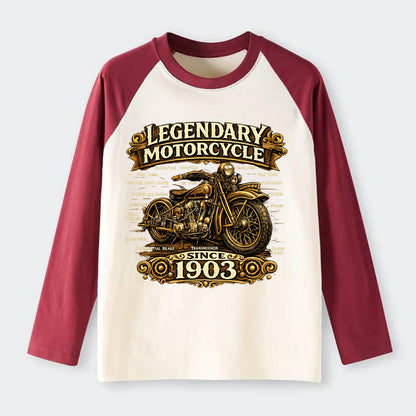 Legendary Motorcycle 1903 - Raglan Long Sleeve T-Shirt - Red