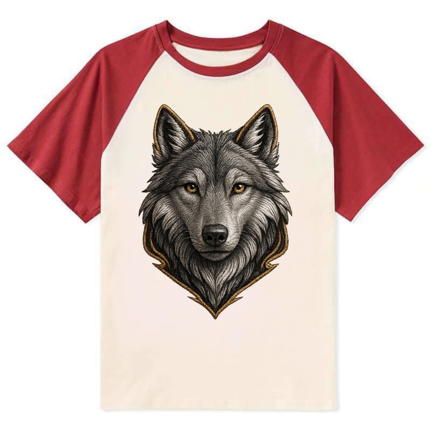 Wolf Totem  - Contrast Raglan T-shirt - Red
