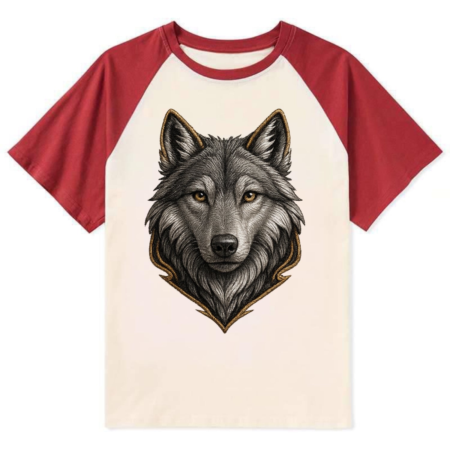 Wolf Totem  - Contrast Raglan T-shirt - Red